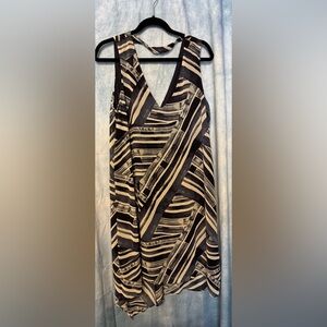 Dana Buchman Navy and White Patterned Dress